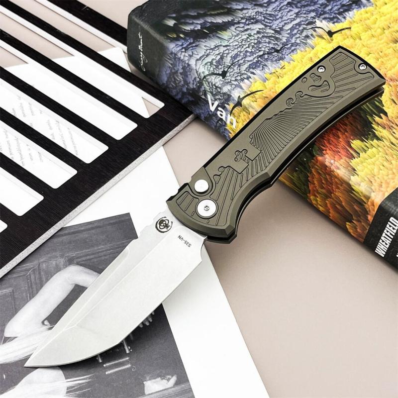 Pro-Tech Chaves Redencion 229 Auto OTF Knife 3.35" S35VN Blade, Aluminum Handles