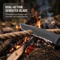 BG-9 Survivor Infantry Fixed Blade Knife 4.57" 8Cr13 Satin Blade, Rubber Handles