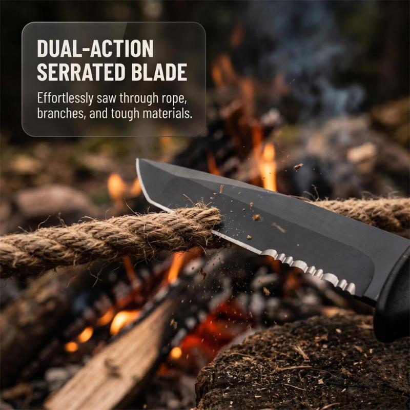 BG-9 Survivor Infantry Fixed Blade Knife 4.57" 8Cr13 Satin Blade, Rubber Handles