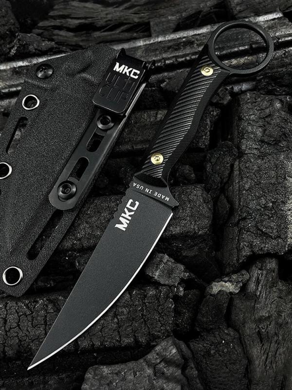 MKC Fixed Blade Knife 3.70" 8Cr13 Blade, Nylon Fiber Handles