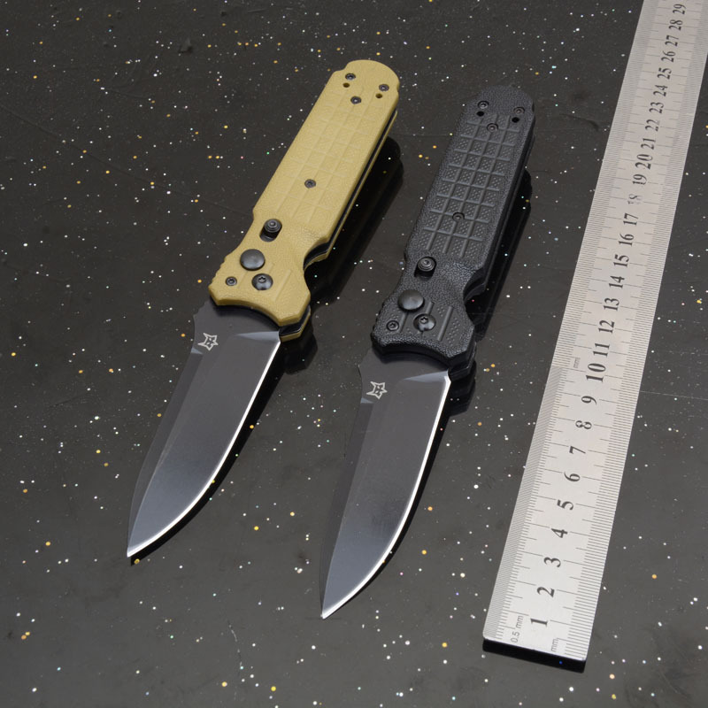 Fox-N690C Auto Folding Knife 3.54" 5Cr15 Satin Plain Blade, Nylon Fiber Handles