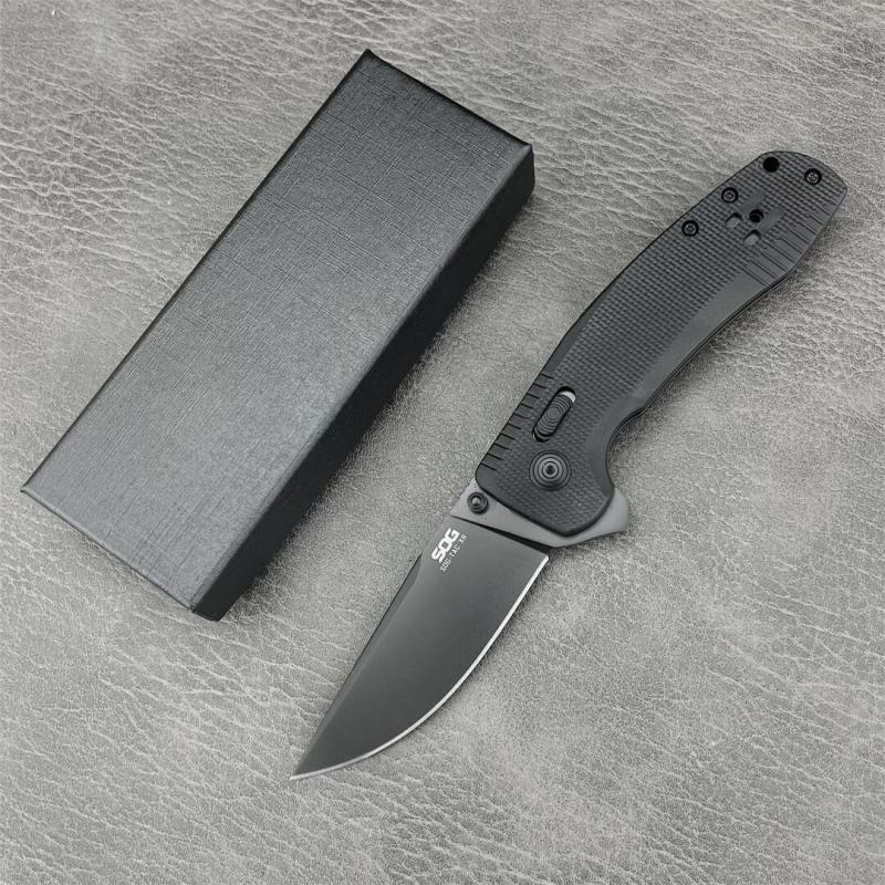 SOG TAC XR Folding Knife 3.54" 440c Plain Blade, Nylon Fiber Handles