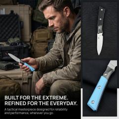 MT Kitchen Fixed Blade Knife 3.54" 9cR13 Blade, T6 Aluminum +G10 Handles - 3500B