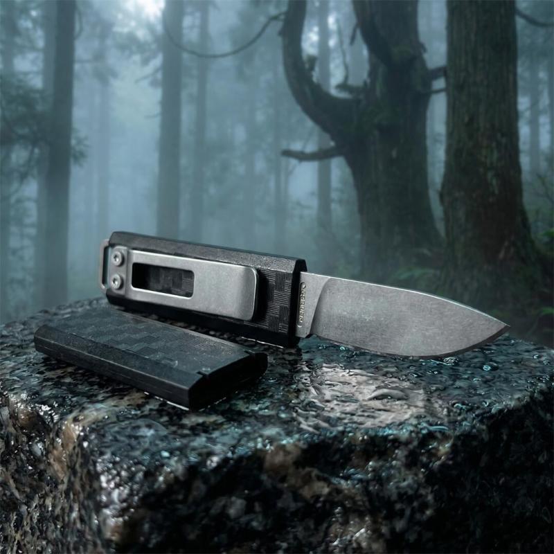 CRKT 2425 TJ Scribe Pocket Fixed Blade Knife 1.57" Stonewashed Drop Point, Nylon Handles