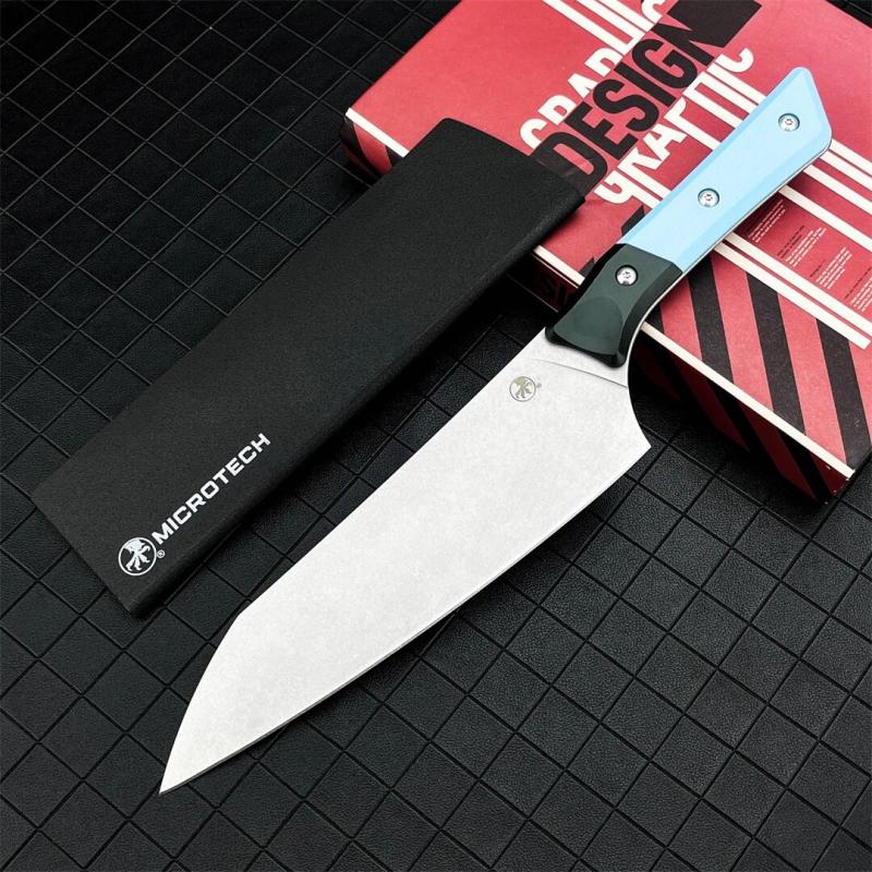 MT Kitchen Fixed Blade Knife 7.48" 9cR13 Blade, T6 Aluminum +G10 Handles - 3000B