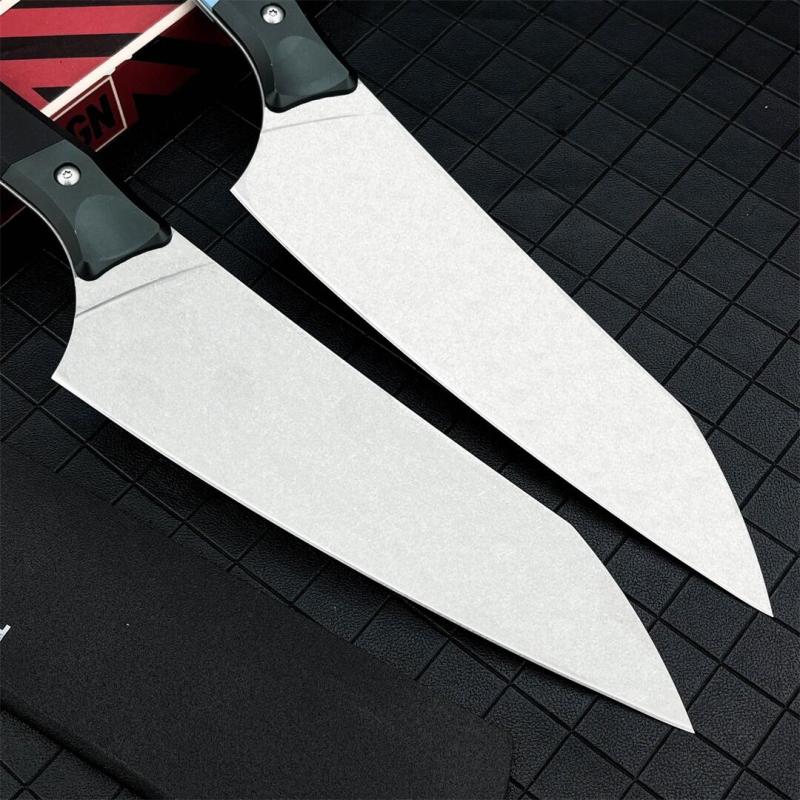MT Kitchen Fixed Blade Knife 7.48" 9cR13 Blade, T6 Aluminum +G10 Handles - 3000B