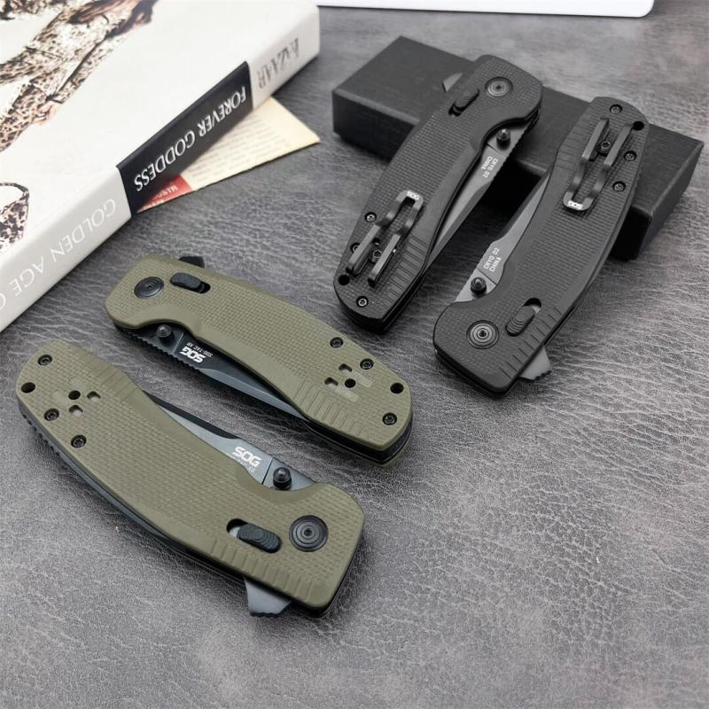 SOG TAC XR Folding Knife 3.54" 440c Plain Blade, Nylon Fiber Handles