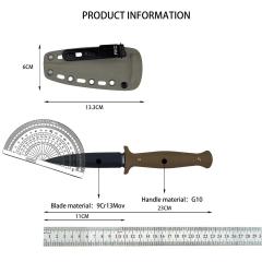 MKC Fixed Blade Knife 4.33" 9Cr13 Blade, G10 Handles