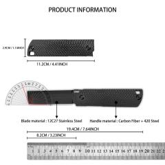 CRKT 5920 Flipper Folding Knife 3.23" 12C27 Tanto Blade, Carbon Fiber Handles