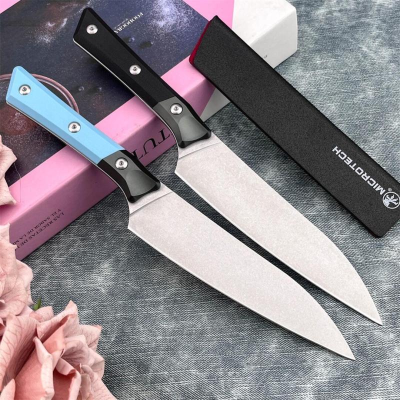 MT Kitchen Fixed Blade Knife 5.63" 9cR13 Blade, T6 Aluminum +G10 Handles - 3400B