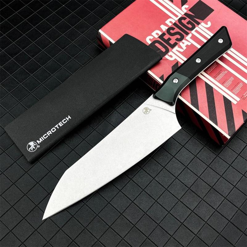 MT Kitchen Fixed Blade Knife 7.48" 9cR13 Blade, T6 Aluminum +G10 Handles - 3000B