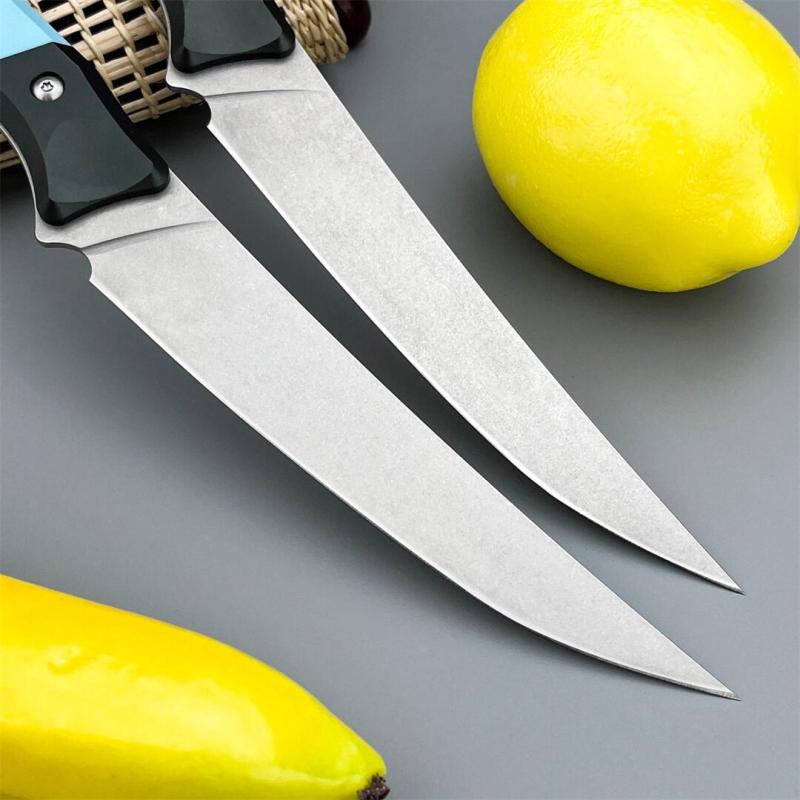 MT Kitchen Fixed Blade Knife 6.14" 9cR13 Blade, T6 Aluminum +G10 Handles - 3100B
