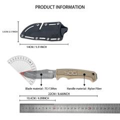 SOG fk1001 Fixed Blade Knife 4.09" 7Cr13 Satin Blade, Nylon Fiber Handles