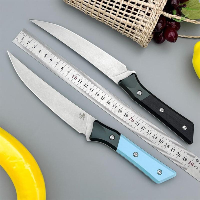 MT Kitchen Fixed Blade Knife 6.14" 9cR13 Blade, T6 Aluminum +G10 Handles - 3100B