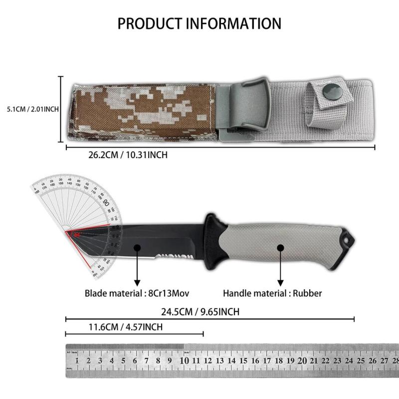 BG-9 Survivor Infantry Fixed Blade Knife 4.57" 8Cr13 Satin Blade, Rubber Handles