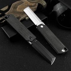 CRKT 5920 Flipper Folding Knife 3.23" 12C27 Tanto Blade, Carbon Fiber Handles