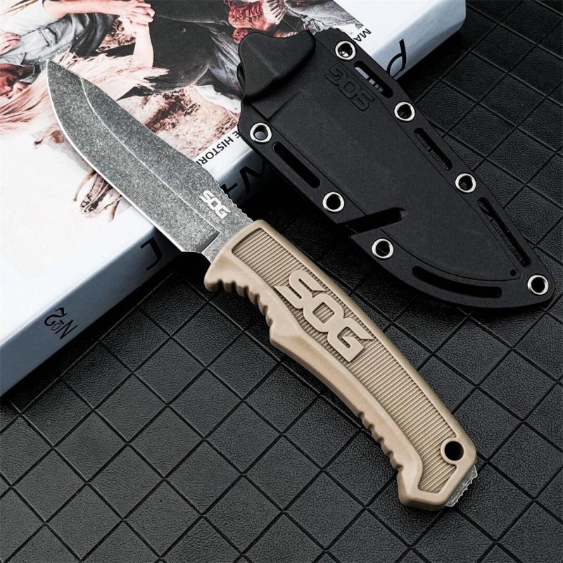 SOG fk1001 Fixed Blade Knife 4.09" 7Cr13 Satin Blade, Nylon Fiber Handles