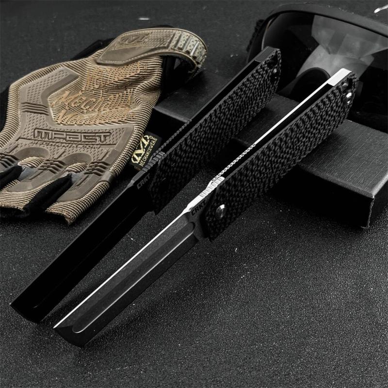 CRKT 5920 Flipper Folding Knife 3.23" 12C27 Tanto Blade, Carbon Fiber Handles