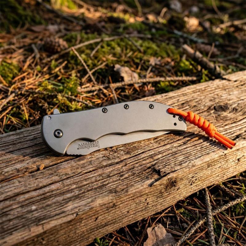 Kershaw 3655BW Folding Knife 3.35" Working Finish 8Cr13mov Drop Point Blade, Aluminum Handles