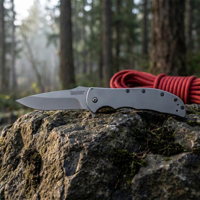 Kershaw 3655BW Folding Knife 3.35" Working Finish 8Cr13mov Drop Point Blade, Aluminum Handles