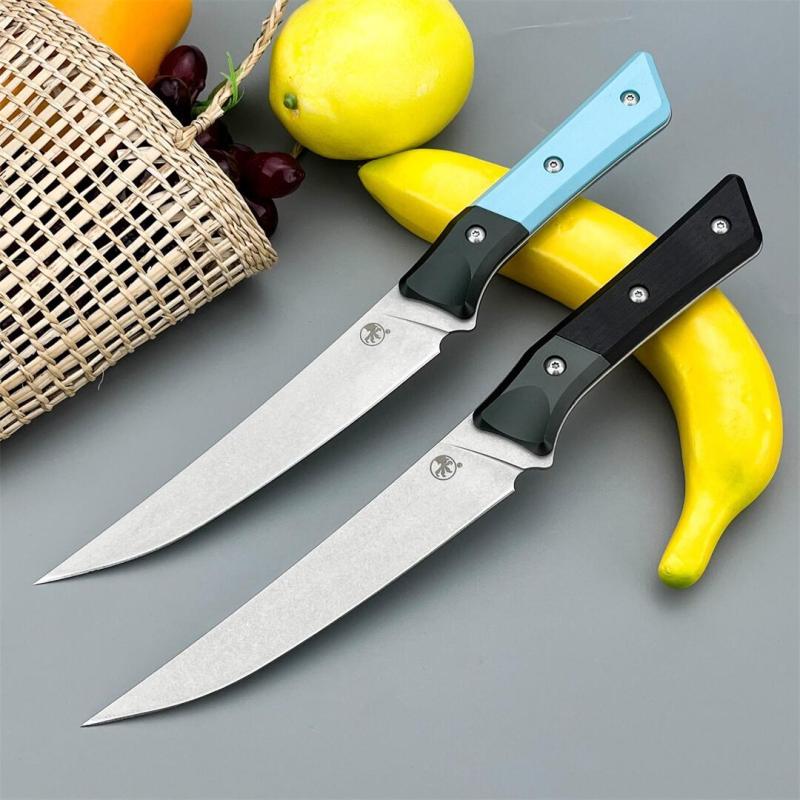 MT Kitchen Fixed Blade Knife 6.14" 9cR13 Blade, T6 Aluminum +G10 Handles - 3100B