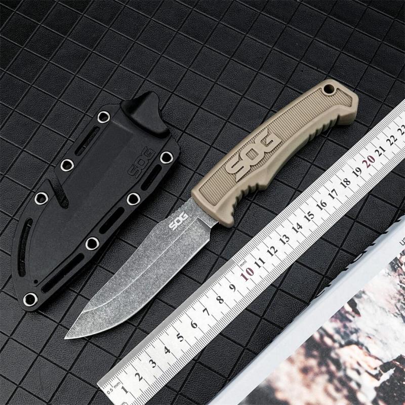 SOG fk1001 Fixed Blade Knife 4.09" 7Cr13 Satin Blade, Nylon Fiber Handles