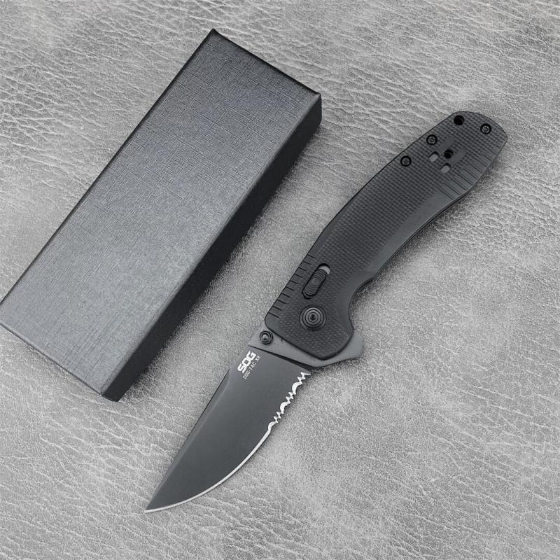 SOG TAC XR Folding Knife 3.54" 440c Plain Blade, Nylon Fiber Handles