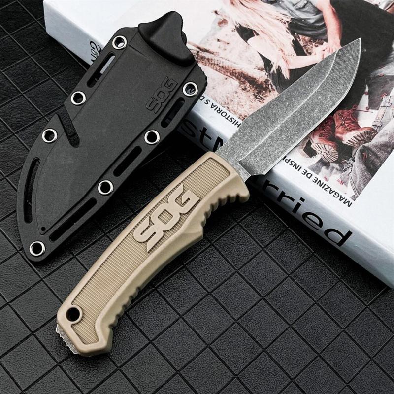 SOG fk1001 Fixed Blade Knife 4.09" 7Cr13 Satin Blade, Nylon Fiber Handles