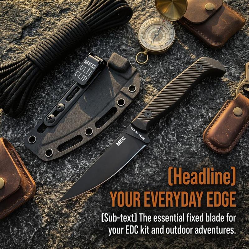 MKC Fixed Blade Knife 3.74" 8Cr13 Blade, Nylon Fiber Handles