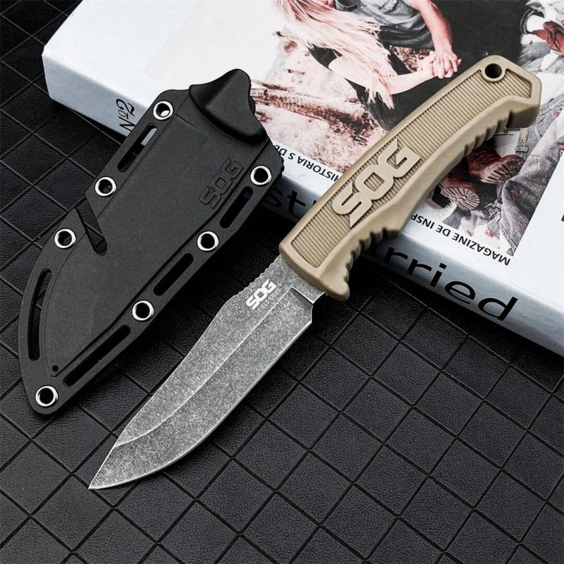 SOG fk1001 Fixed Blade Knife 4.09" 7Cr13 Satin Blade, Nylon Fiber Handles