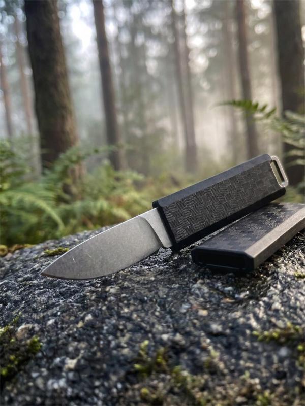 CRKT 2425 TJ Scribe Pocket Fixed Blade Knife 1.57" Stonewashed Drop Point, Nylon Handles