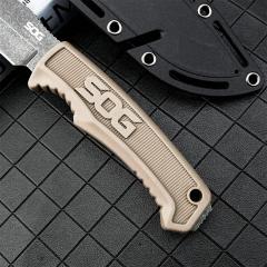 SOG fk1001 Fixed Blade Knife 4.09" 7Cr13 Satin Blade, Nylon Fiber Handles