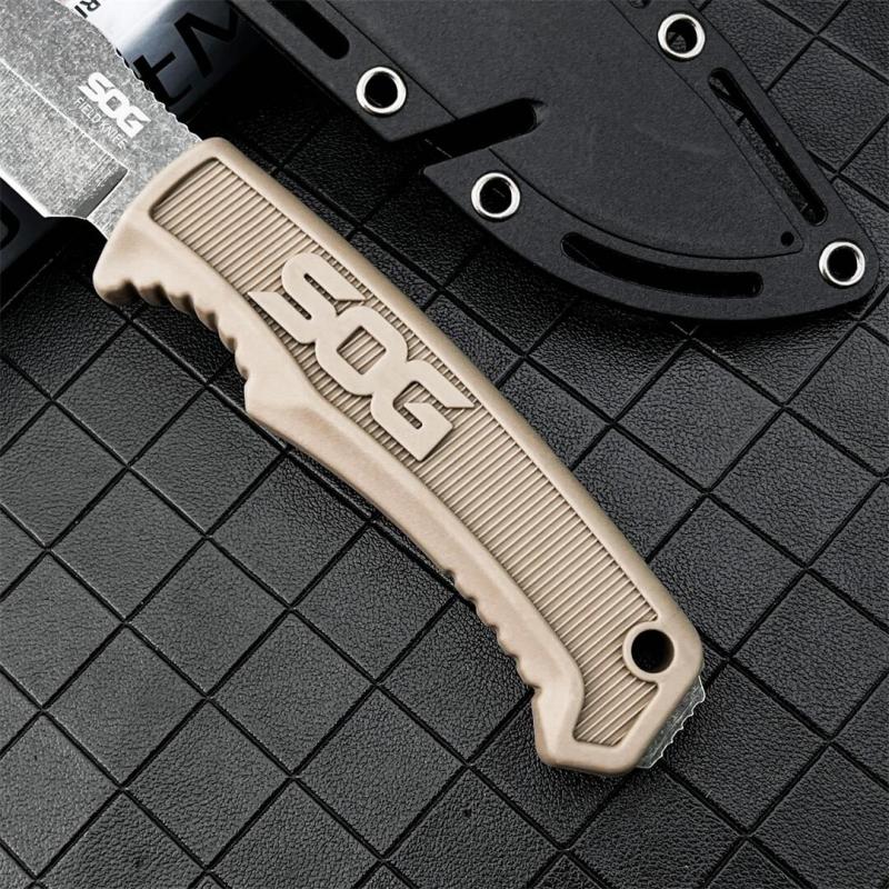 SOG fk1001 Fixed Blade Knife 4.09" 7Cr13 Satin Blade, Nylon Fiber Handles