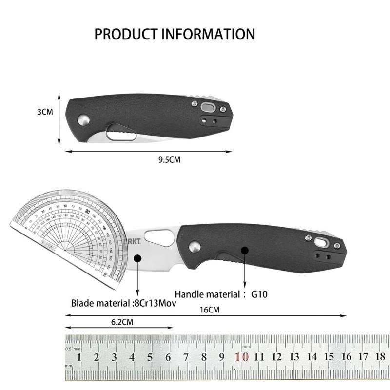 CRKT 5390 Flipper Knife 2.56" 8Cr13 Drop Blade, G10 Handles
