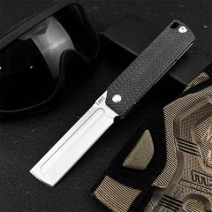 CRKT 5920 Flipper Folding Knife 3.23" 12C27 Tanto Blade, Carbon Fiber Handles