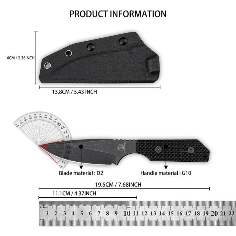 M.Strider SA-L Tank Fixed Blade Knife 4.37" D2 Blade, G10 Handles