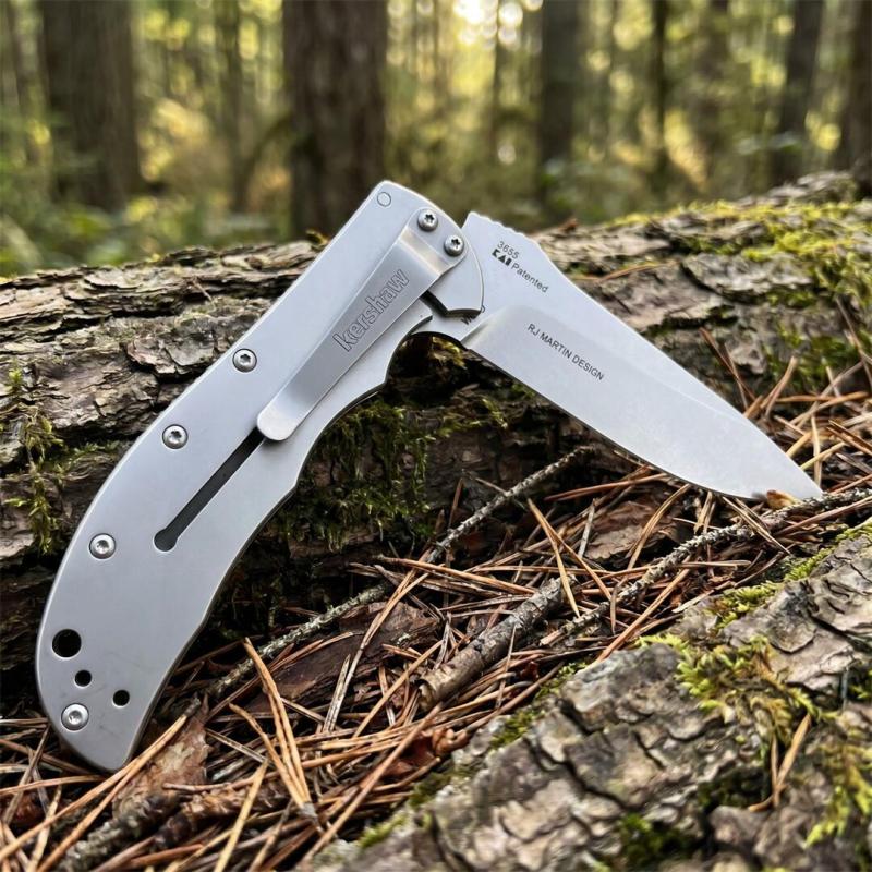 Kershaw 3655BW Folding Knife 3.35" Working Finish 8Cr13mov Drop Point Blade, Aluminum Handles