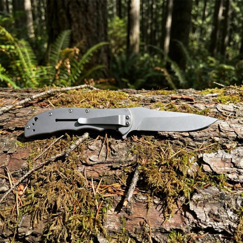 Kershaw 3655BW Folding Knife 3.35" Working Finish 8Cr13mov Drop Point Blade, Aluminum Handles