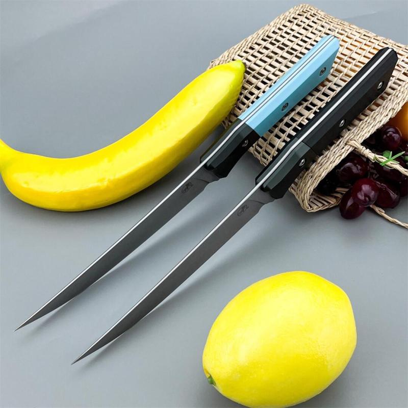 MT Kitchen Fixed Blade Knife 6.14" 9cR13 Blade, T6 Aluminum +G10 Handles - 3100B
