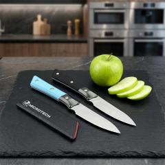 MT Kitchen Fixed Blade Knife 3.54" 9cR13 Blade, T6 Aluminum +G10 Handles - 3500B