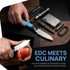 MT Kitchen Fixed Blade Knife 3.54" 9cR13 Blade, T6 Aluminum +G10 Handles - 3500B