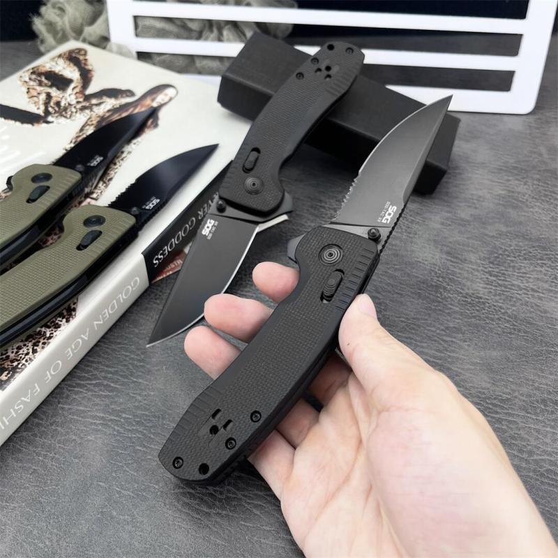 SOG TAC XR Folding Knife 3.54" 440c Plain Blade, Nylon Fiber Handles