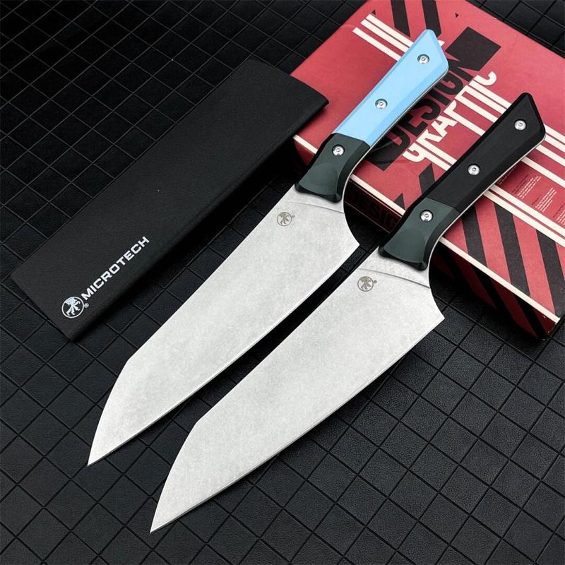 MT Kitchen Fixed Blade Knife 7.48" 9cR13 Blade, T6 Aluminum +G10 Handles - 3000B