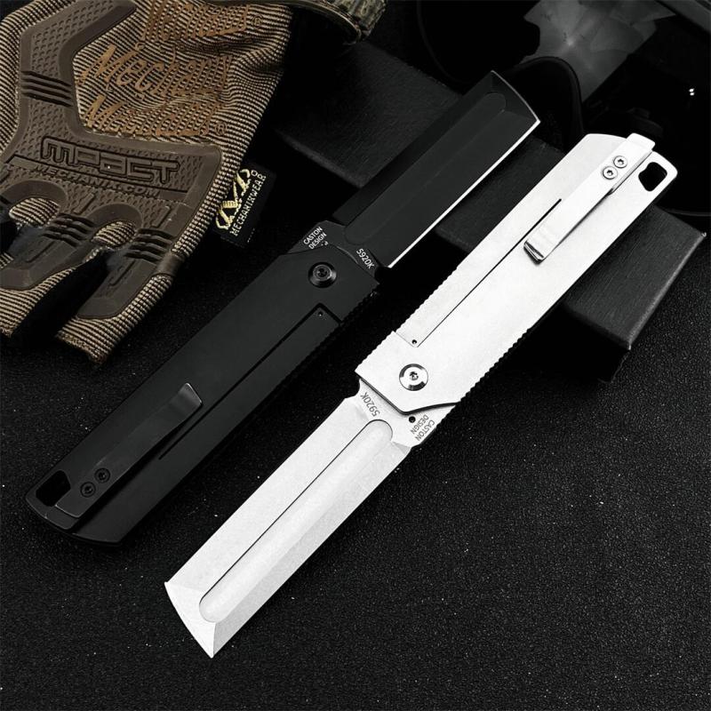 CRKT 5920 Flipper Folding Knife 3.23" 12C27 Tanto Blade, Carbon Fiber Handles