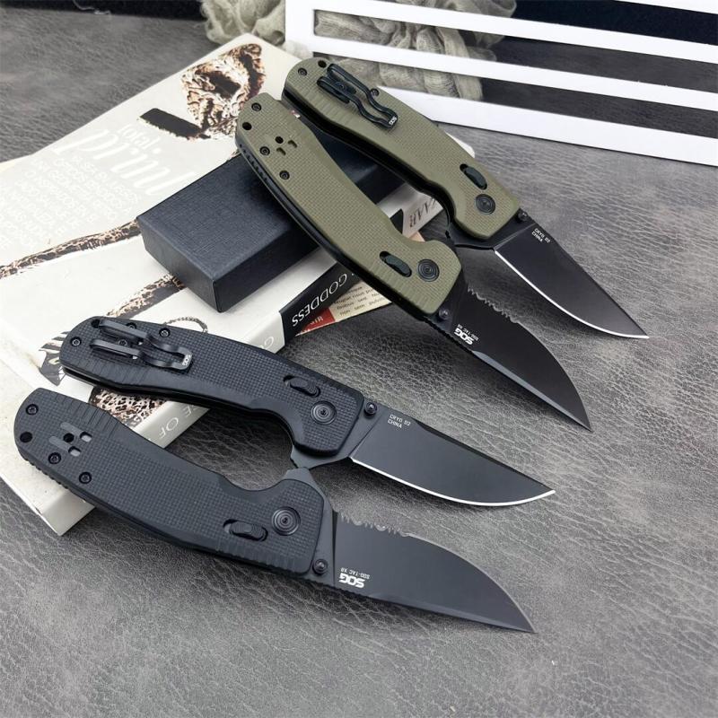 SOG TAC XR Folding Knife 3.54" 440c Plain Blade, Nylon Fiber Handles