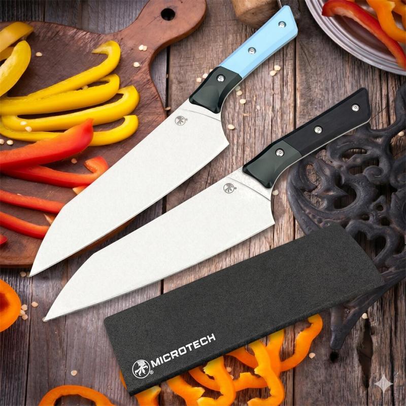 MT Kitchen Fixed Blade Knife 7.48" 9cR13 Blade, T6 Aluminum +G10 Handles - 3000B