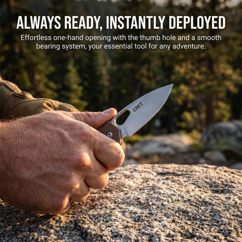 CRKT 5390 Flipper Knife 2.56" 8Cr13 Drop Blade, G10 Handles