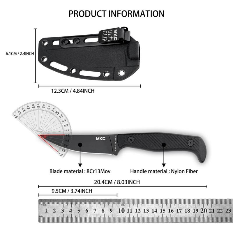 MKC Fixed Blade Knife 3.74" 8Cr13 Blade, Nylon Fiber Handles