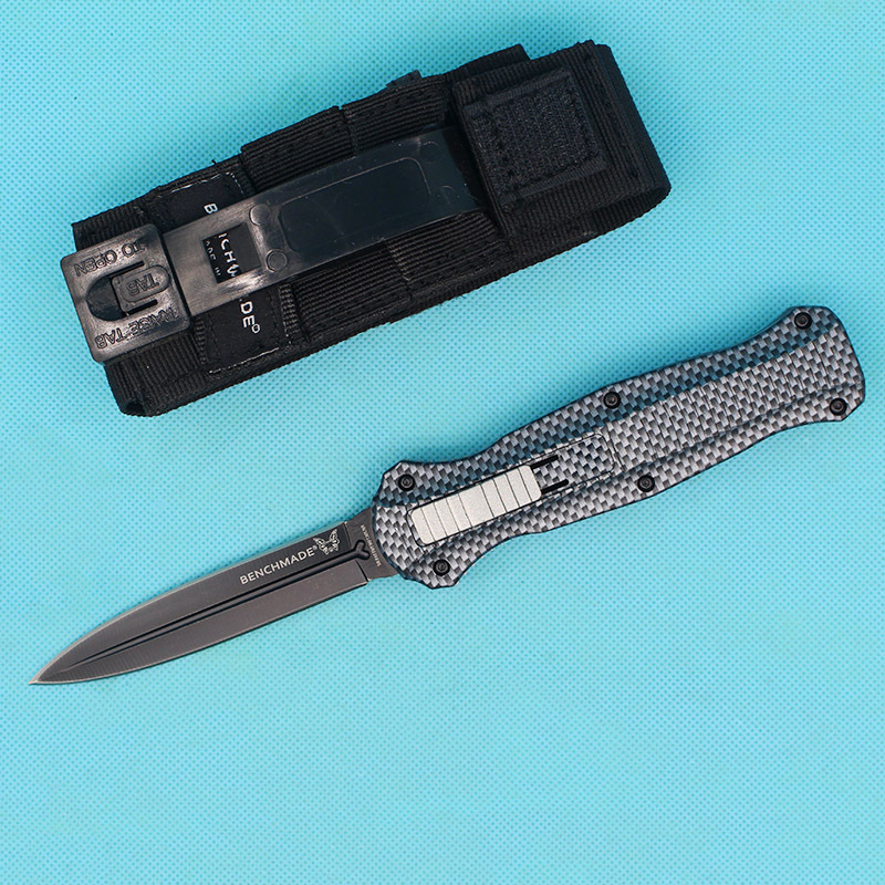 BM 3300BK Infidel Dagger AUTO OTF Knife 3.85" 440 Double Edge Blade, Zinc Aluminum Alloy Handles