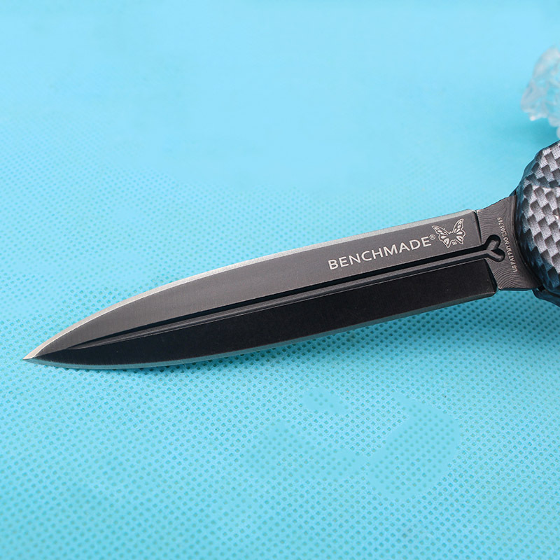 BM 3300BK Infidel Dagger AUTO OTF Knife 3.85" 440 Double Edge Blade, Zinc Aluminum Alloy Handles